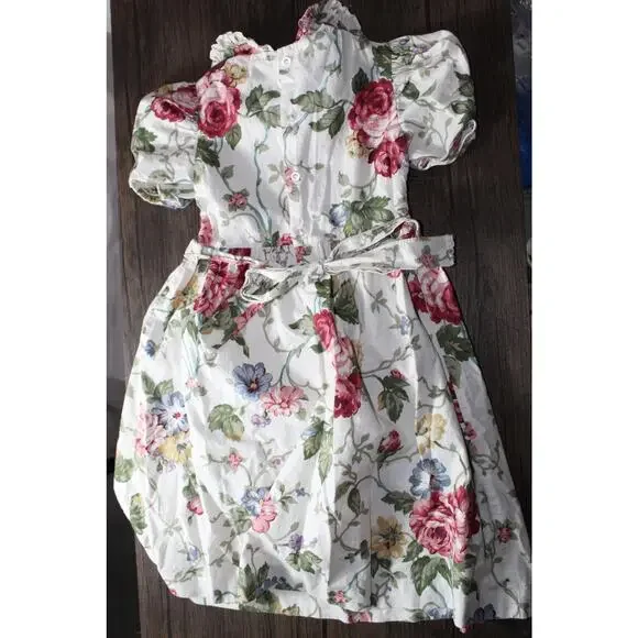 Vintage Polly Flinders 6X Girls Floral Dress Peter Pan Collar Smocked - Picture 2 of 9